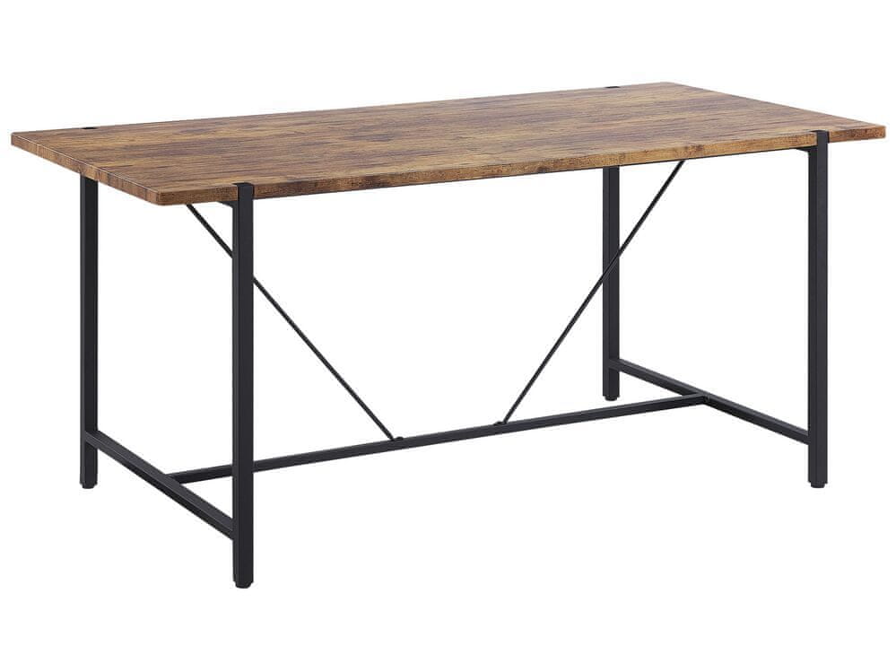 Beliani Jedálenský stôl 160 x 80 cm tmavé drevo/čierna SARITAS